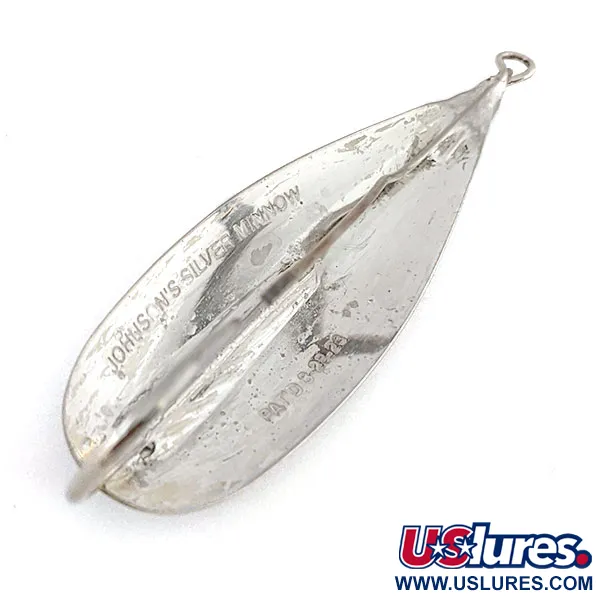 Vintage Weedless Johnson Silver Minnow, 3/5oz Silver fishing spoon #13329