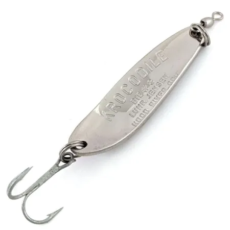 Vintage Luhr Jensen Krocodile Die #3, 1/3oz Nickel / Red fishing spoon #13340