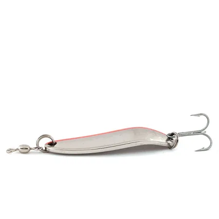 Vintage Luhr Jensen Krocodile Die #3, 1/3oz Nickel / Red fishing spoon #13340