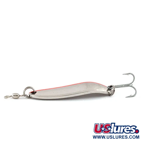 Vintage Luhr Jensen Krocodile Die #3, 1/3oz Nickel / Red fishing spoon #13340