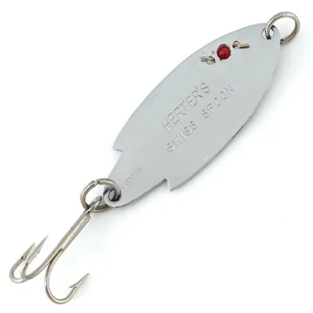 Vintage Herter's Swiss Spoon , 1/4oz Nickel / Red fishing spoon #13370