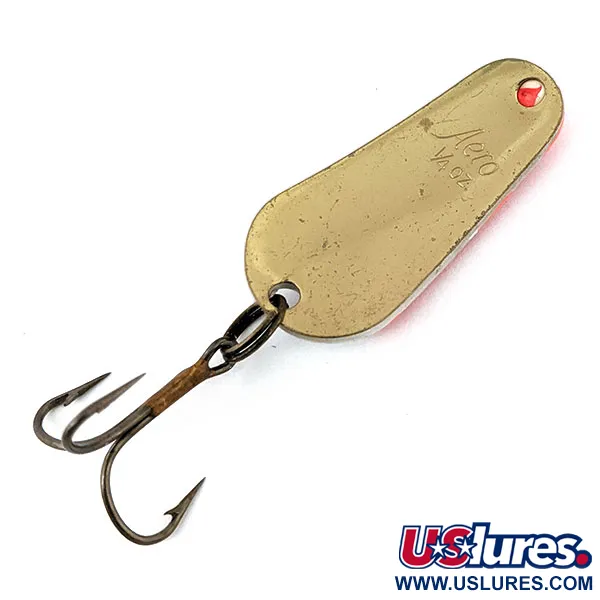 Vintage  Aeroplane Spinner Aero UV, 1/4oz White / Pink / Brass fishing spoon #13410