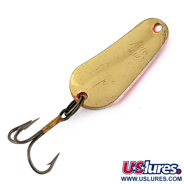 Vintage  Aeroplane Spinner Aero, 1/4oz Pink / White / Brass fishing spoon #13425