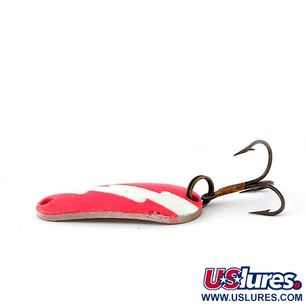 Vintage  Aeroplane Spinner Aero, 1/4oz Pink / White / Brass fishing spoon #13425