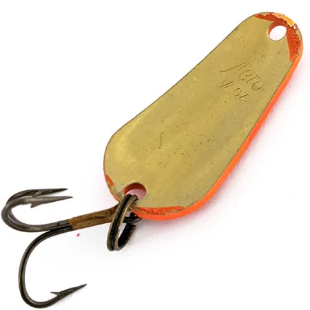 Vintage Aeroplane Spinner Aero UV, 1/4oz Orange / Brass fishing spoon #13427