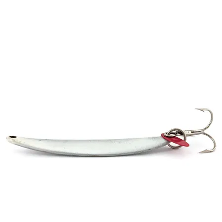 Vintage Bay de Noc Swedish pimple #8, 1oz White Pearl fishing spoon #13444