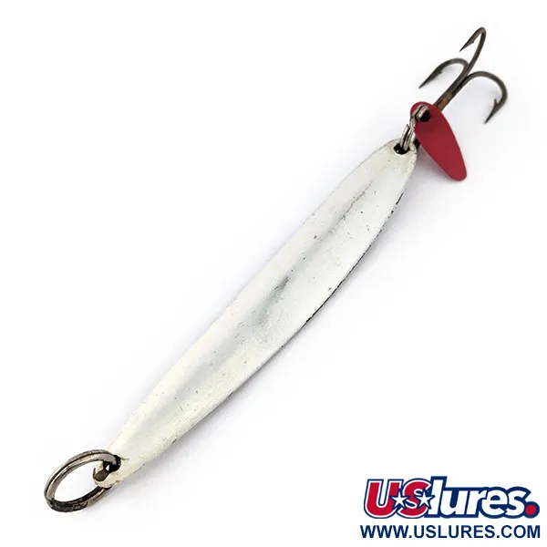 Vintage   Bay de Noc Swedish pimple #9, 1 1/3oz White Pearl fishing spoon #13462