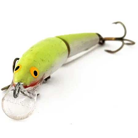 Vintage Rapala Jointed J7, 1/8oz Chartreuse fishing lure #13467