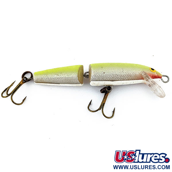 Vintage Rapala Jointed J7, 1/8oz Chartreuse fishing lure #13467