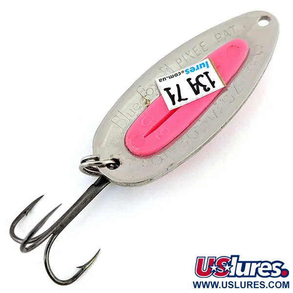 Vintage   Blue Fox Pixee UV, 1/2oz Pink / Hammered Nickel fishing spoon #13471