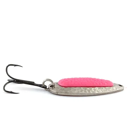 Vintage Blue Fox Pixee UV, 1/2oz Pink / Hammered Nickel fishing spoon #13471