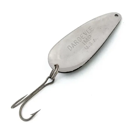 Vintage Eppinger Dardevle Imp, 2/5oz Black / White / Nickel fishing spoon #13479
