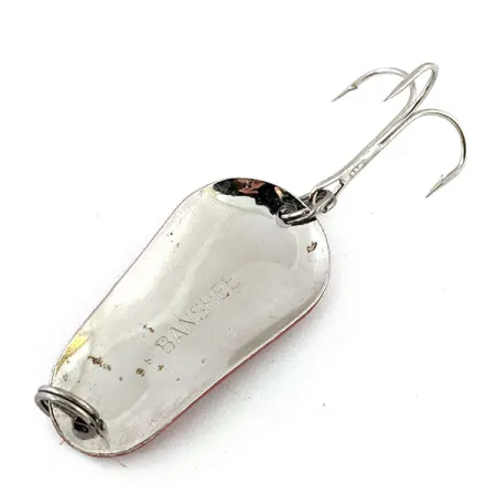Vintage Lucky Strike Banshee wobbler, 1/2oz Red / White / Nickel fishing spoon #13491
