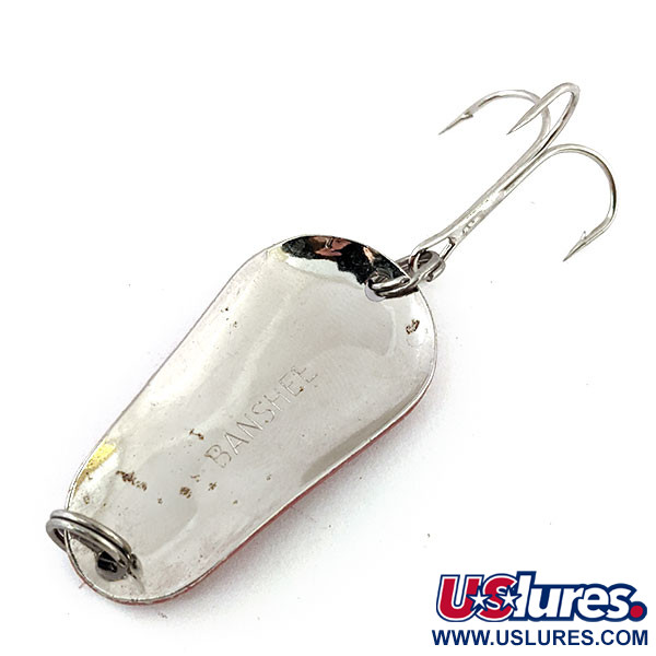 Vintage  Lucky Strike Banshee wobbler, 1/2oz Red / White / Nickel fishing spoon #13491