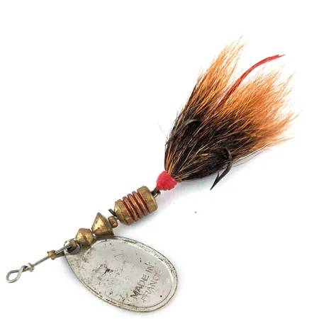 Vintage Mepps Aglia 2 Dressed (squirrel tail), 3/16oz Silver spinning lure #13511