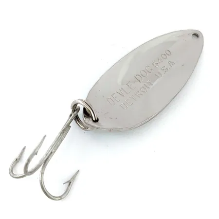 Vintage Eppinger Dardevle Devle Dog 5400, 1/2oz Nickel / Green fishing spoon #13540