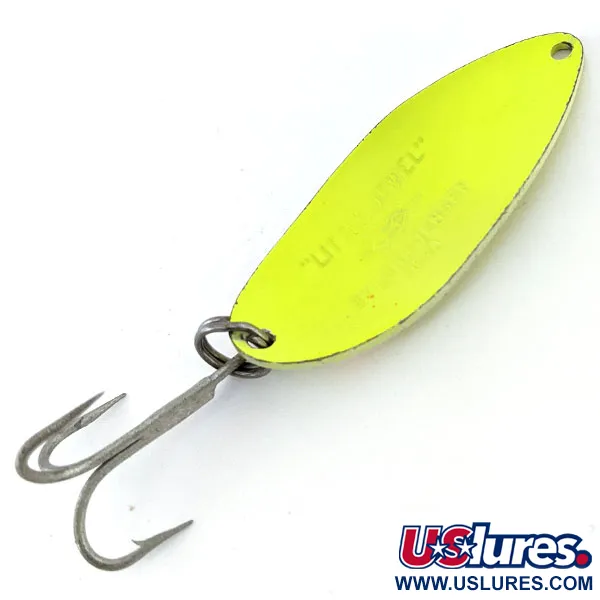Vintage Luhr Jensen Little Jewel UV, 3/4oz Yellow fishing spoon #13541