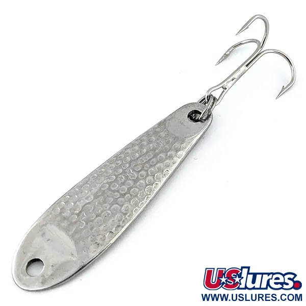 Vintage   Hopkins Shorty 75 Jig Lure, 3/4oz Hammered Nickel fishing spoon #13550