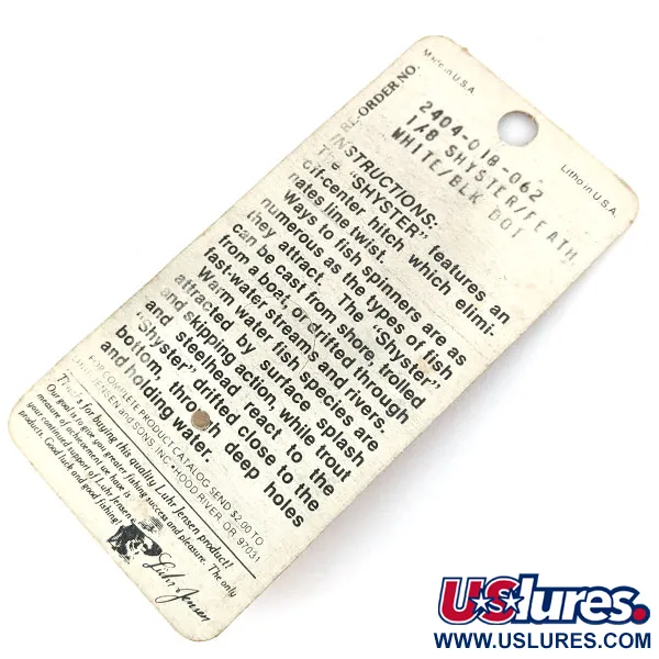   ​Luhr Jensen Shyster, 1/8oz Nickel / White / Black spinning lure #13577