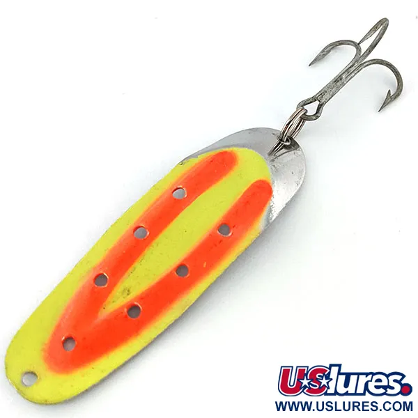 Vintage  Rustowicz Charger №3 UV, 2/5oz Nickel / Yellow / Orange fishing spoon #13586