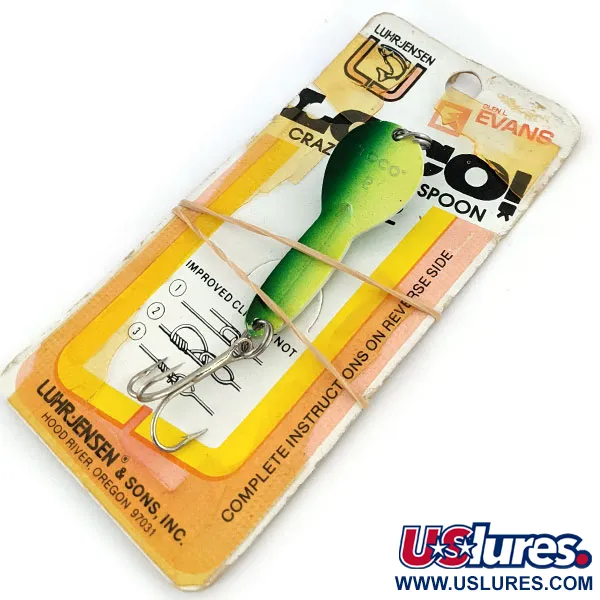  Luhr Jensen Loco 2, 1/4oz Yellow / Green fishing spoon #13600
