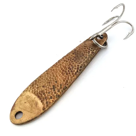 Vintage Acme Trophy, 1 2/3oz Hammered Brass fishing spoon #13605