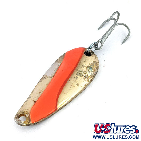 Vintage  Acme Wonderlure, 1/4oz Nickel / Orange fishing spoon #13629