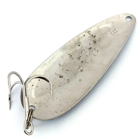 Vintage Worth Chippewa Steel Spoon, 1/2oz Nickel / Blue fishing spoon #13637