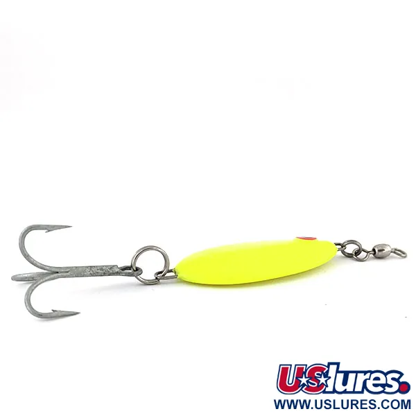 Vintage   Bomber Slab, 1 1/4oz Yellow UV Glow in UV light, Fluorescent fishing spoon #13642