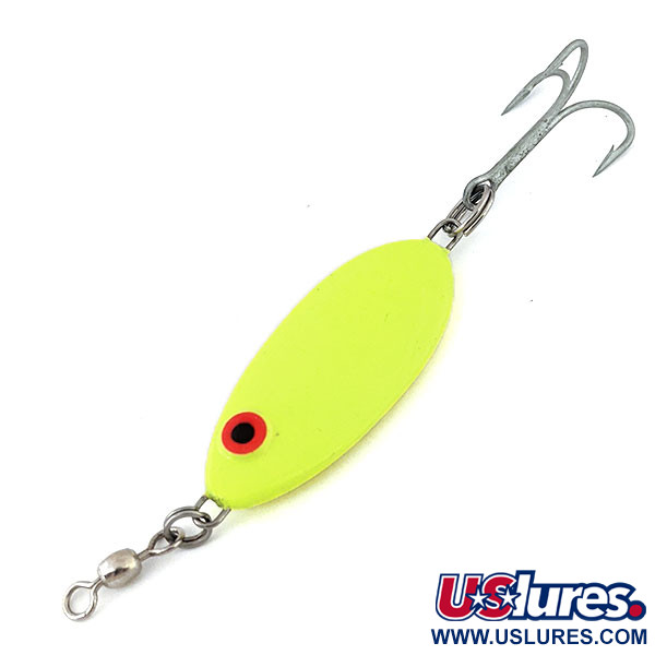 Vintage   Bomber Slab, 1 1/4oz Yellow UV Glow in UV light, Fluorescent fishing spoon #13642