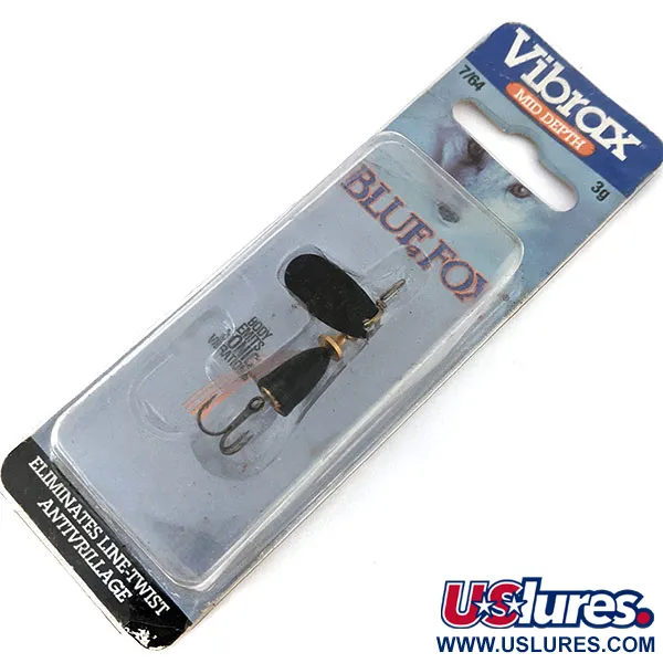  Blue Fox Super Vibrax 0, 3/32oz Black spinning lure #13665