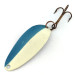 Vintage  Seneca Little Cleo (Hula Girl) trolling spoon Glow, 1/8oz White / Blue / Nickel fishing spoon #13681