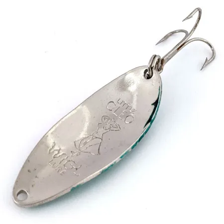 Vintage Seneca Little Cleo (Hula Girl), 1/2oz Nickel / Green fishing spoon #13689