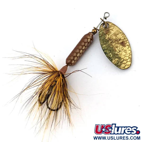 Vintage  Yakima Bait ​Worden’s Original Rooster Tail, 1/8oz Brass / Brown spinning lure #13711