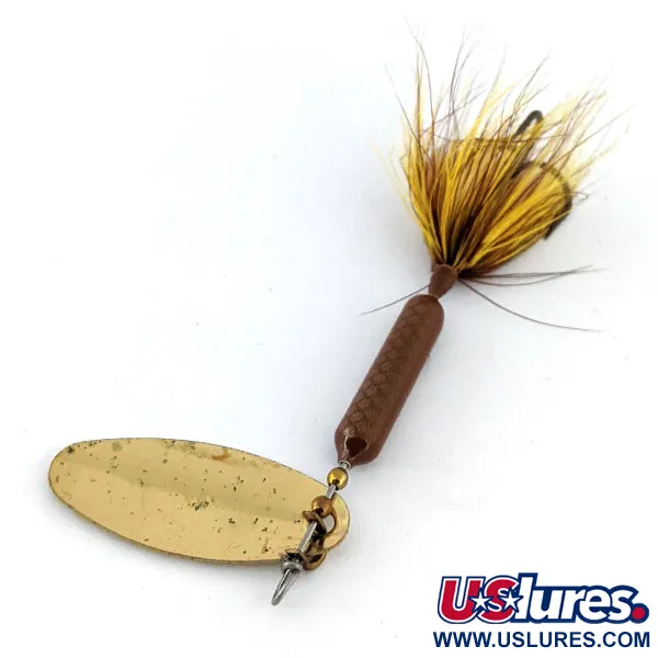 Vintage  Yakima Bait Worden’s Original Rooster Tail , 1/4oz Gold / Brown spinning lure #13713