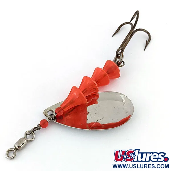 Vintage  Luhr Jensen ​TEE Spoon, 1/2oz Hammered Nickel / Red spinning lure #13716