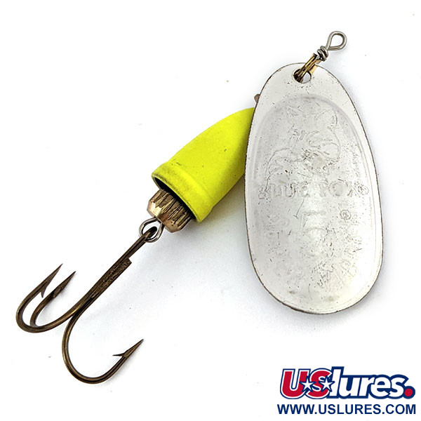 Vintage  Mepps Blue Fox Super Vibrax 5, 1/2oz Silver / Chartreuse spinning lure #13718
