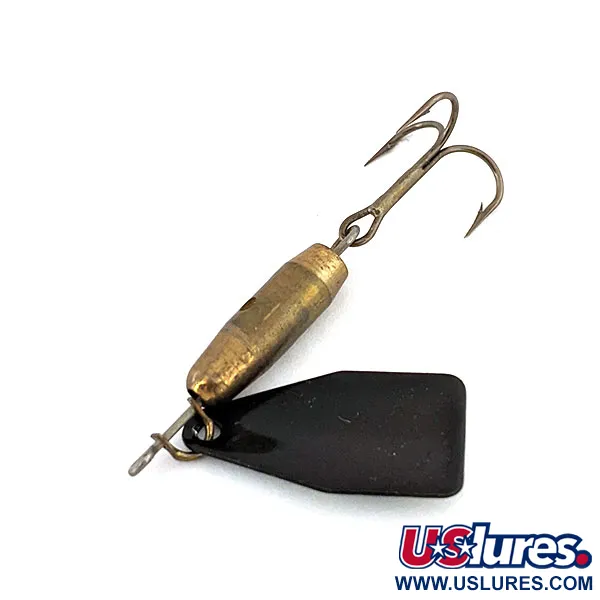 Vintage  Jake's Lures Jake's Stream-a-Lure, 3/16oz Black / Yellow / Brass spinning lure #13747