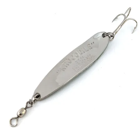 Vintage Luhr Jensen Krocodile #4, 2/3oz Hammered Nickel / Green fishing spoon #13769