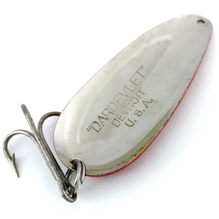 Vintage Eppinger Dardevle Dardevlet, 3/4oz Red / White / Nickel fishing spoon #13796