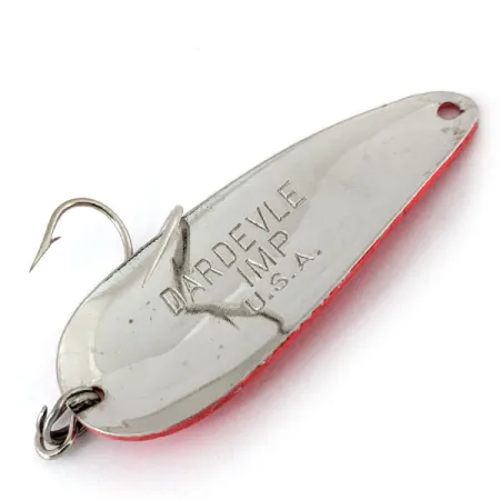 Vintage Eppinger Dardevle Imp UV, 2/5oz Fluorescent Pink / Nickel fishing spoon #13798