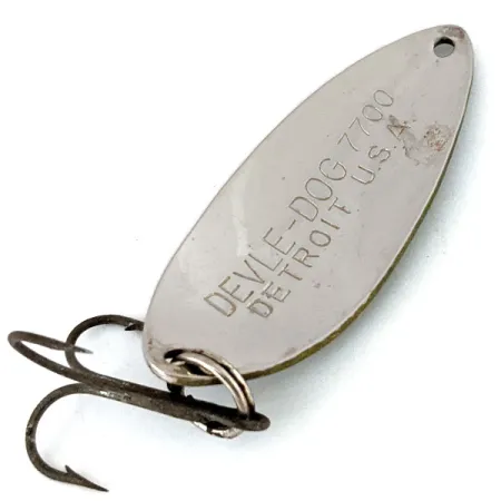 Vintage Eppinger Dardevle Devle Dog 7700, 1/2oz Frog / Nickel fishing spoon #13799