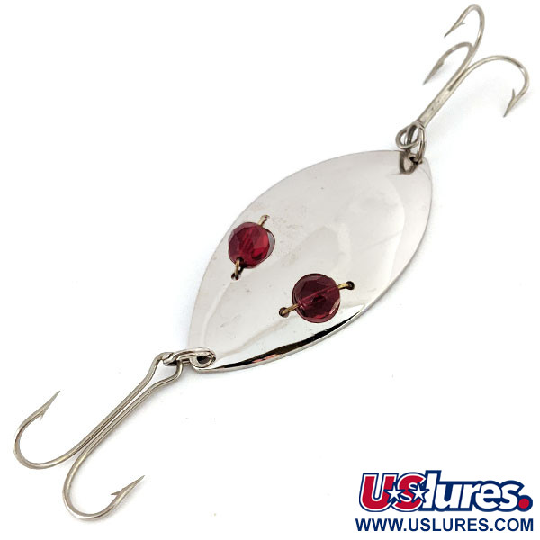 Vintage  Eppinger Red Eye Wiggler , 1oz Nickel / Red Eyes fishing spoon #13834