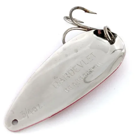 Vintage Eppinger Dardevle Dardevlet, 3/4oz Red / White / Nickel fishing spoon #13840