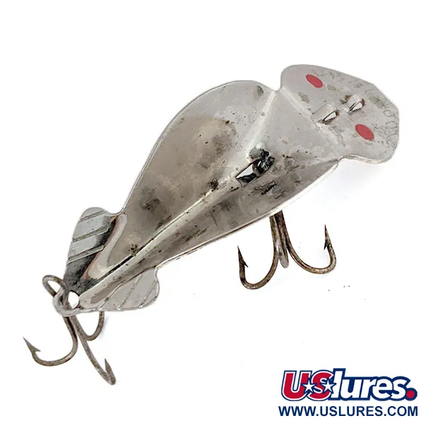 Vintage Atlantic Lures Deep Lure, 1/3oz Nickel / Red Eyes fishing spoon #13841