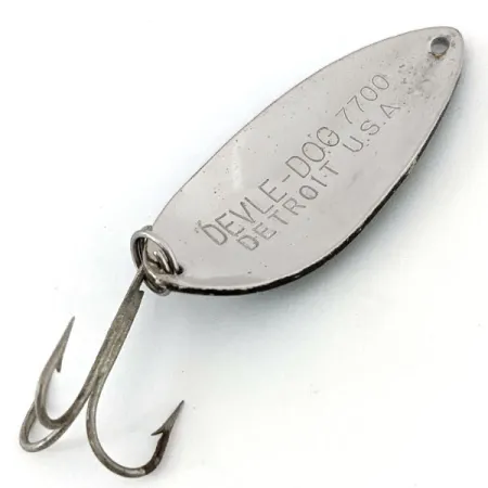 Vintage Eppinger Dardevle Devle Dog 7700, 1/2oz Black / White / Nickel fishing spoon #13846