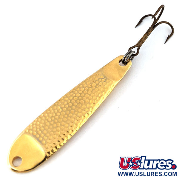 Vintage   Hopkins Shorty 45 Jig Lure, 1/2oz Hammered Gold fishing spoon #13864