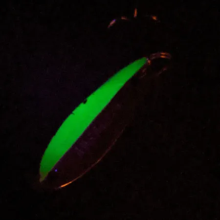 Vintage Acme Kastmaster UV, 1/2oz Nickel / Green fishing spoon #13880