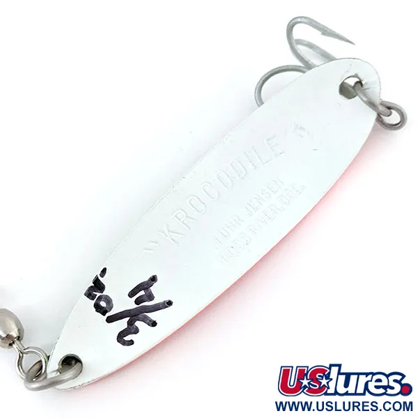 Vintage Luhr Jensen Krocodile #5 UV, 3/4oz Fire Tiger fishing spoon #13895