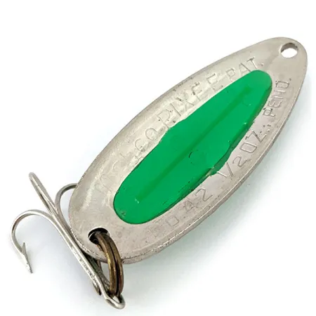 Vintage Blue Fox Pixee UV , 1/2oz Nickel / Green fishing spoon #15719